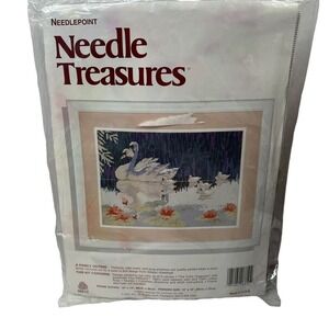 Needle Treasures A‎ Family Outing Needlepoint Kit Swans Gibson Greetings 14"x10"